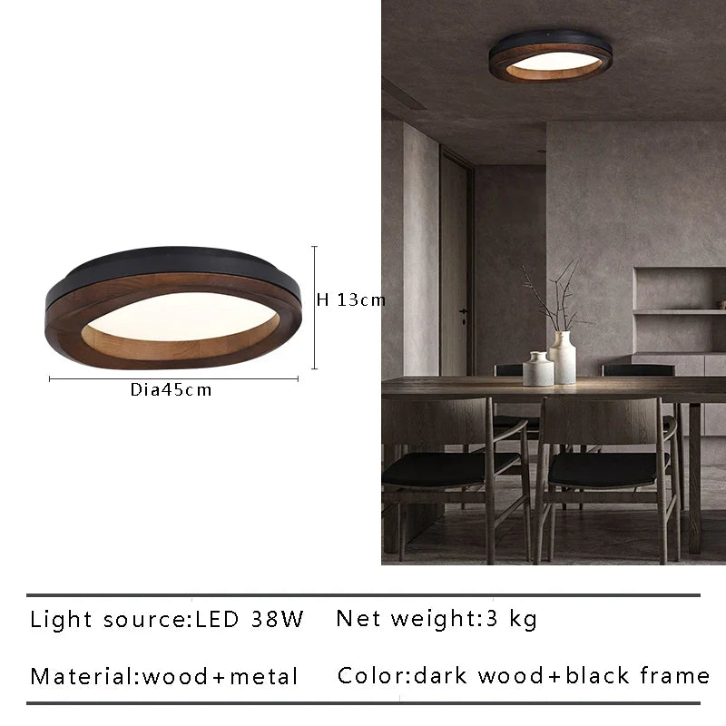 Afralia™ Modern Solid Wood LED Ceiling Light Fixture for Home Decor