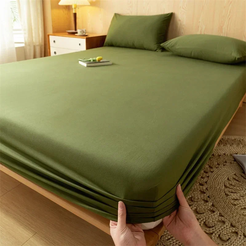 Afralia™ Cotton Fitted Sheet with Elastic Bands for Single Double King Queen Bed