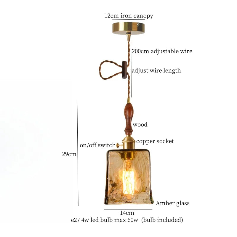 Afralia™ Nordic Glass LED Pendant Light - Vintage Brass Hanglamp for Cafe, Living Room