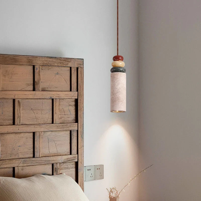 Afralia™ Stone Cylinder LED Pendant Lights for Dining Living Room Kitchen Cafe Loft Decor