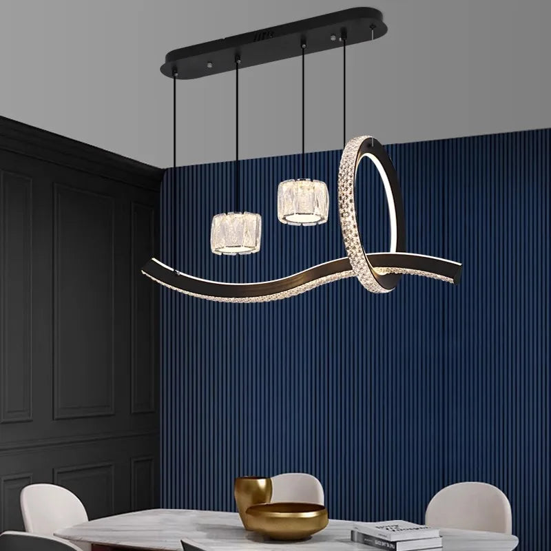 Afralia™ Crystal Chandelier Stair Pendant Lamp Living Room Interior Lighting