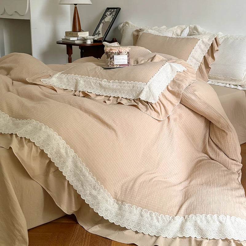 Afralia™ French Lace Ruffles Bedding Set - Soft and Skin-friendly Duvet Cover Set