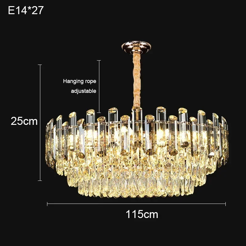 Afralia™ Gold Crystal Chandelier: Nordic Luxury Lighting for Living Room, Dining Room, Kitchen Island