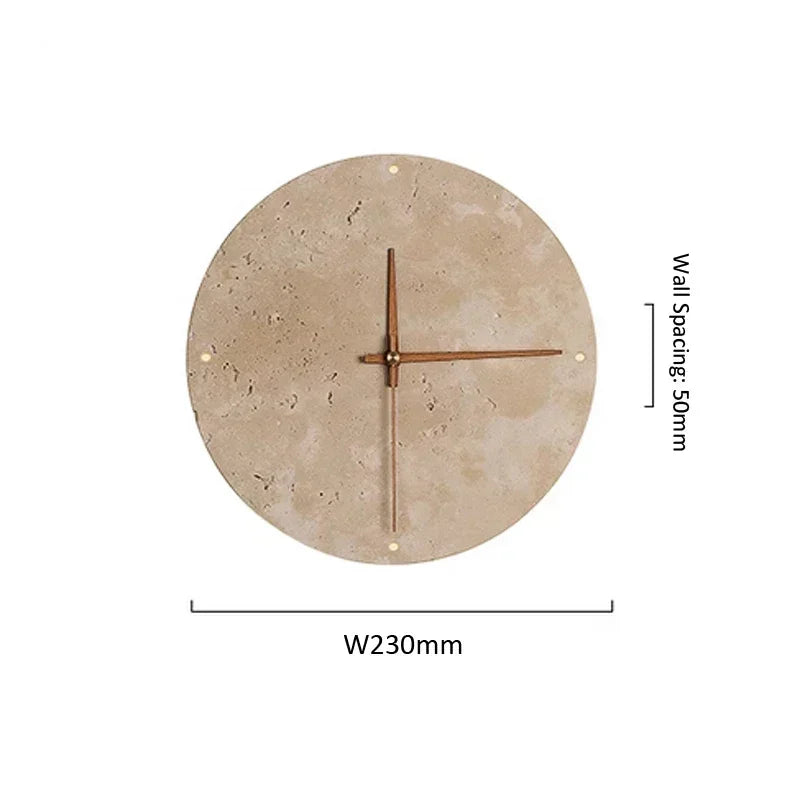Afralia™ Travertine Marble Clock Wall Light for Creative Wabi Sabi Yellow Living Room