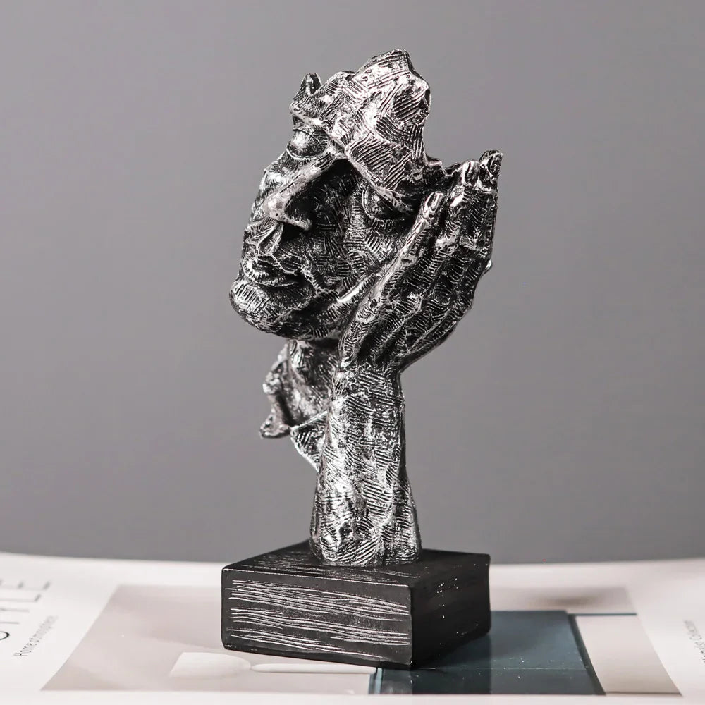 Afralia™ Thinker Abstract Face Sculpture Modern Home Decor Resin Desktop Art