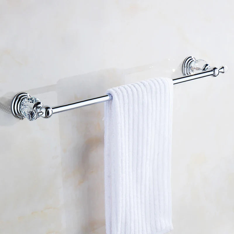 Afralia™ Crystal Chrome Towel Bar - Stainless Steel Bathroom Accessories