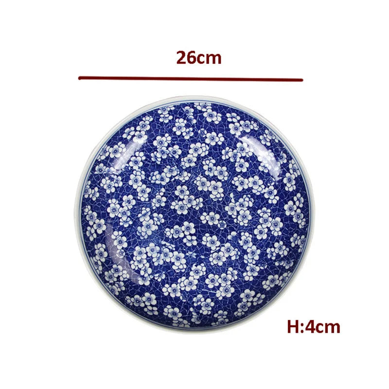 Afralia™ Blue and White Porcelain Serving Plate - Elegant Chinese Tableware for Spaghetti, Roast Turkey, and More