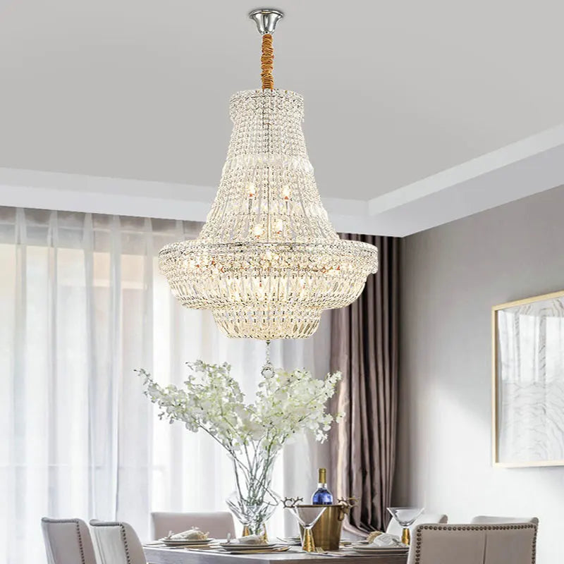 Afralia™ Gold/Chrome K9 Crystal Chandelier for Elegant Home Décor