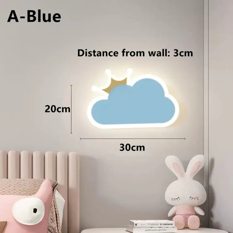 Afralia™ Kids Cloud Crown Wall Lamp - Nordic Style Bedroom Bedside Light