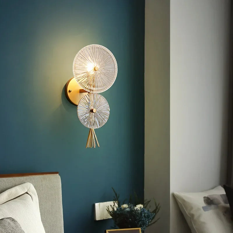 Afralia™ Round Nordic Glass Wall Lamp for Luxury Bedroom and Aisle