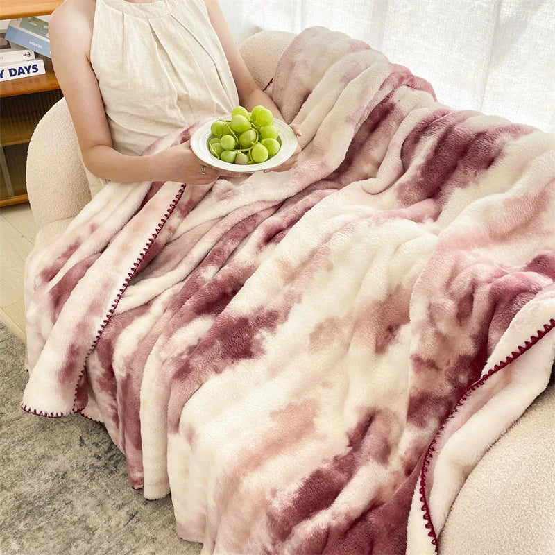 Afralia™ Faux Rabbit Plush Blanket: Soft & Warm Nordic Sofa Quilt - Single/Double