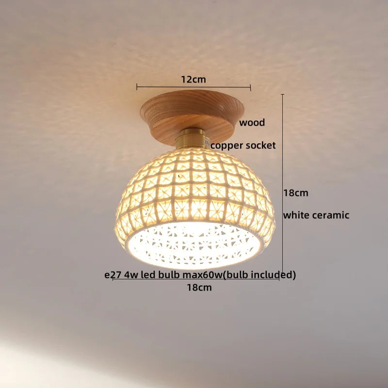 Afralia™ Glass Wood LED Ceiling Light Modern Ceiling Lamp