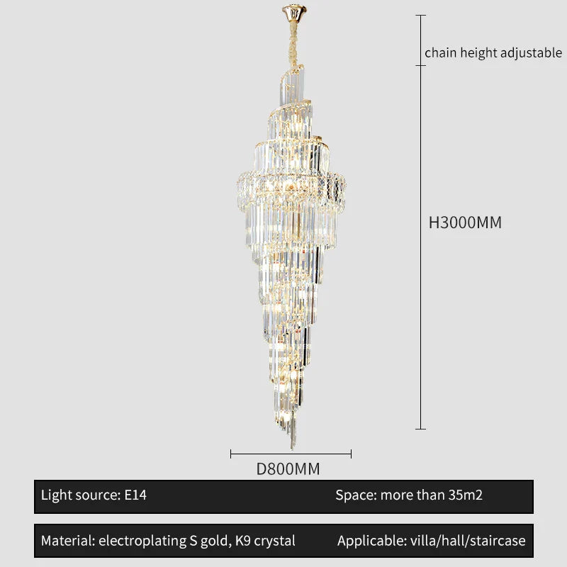 Afralia™ Spiral Staircase Chandelier: Luxury Postmodern Loft Light for Hotel, Villa, KTV
