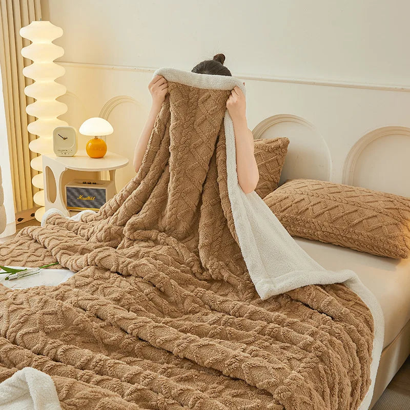 Afralia™ Plush Taffeta Jacquard Blanket | Multi Functional Soft Bedspreads for Bedrooms
