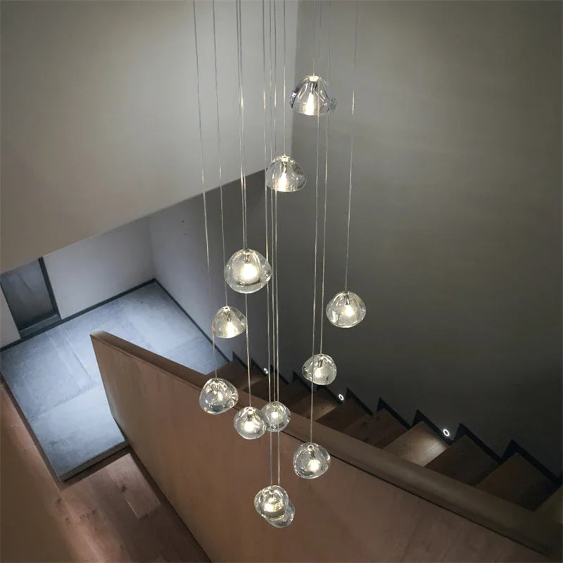 Afralia™ Crystal LED Chandelier Water Droplet Design Luxury Ball Hanging Lamp