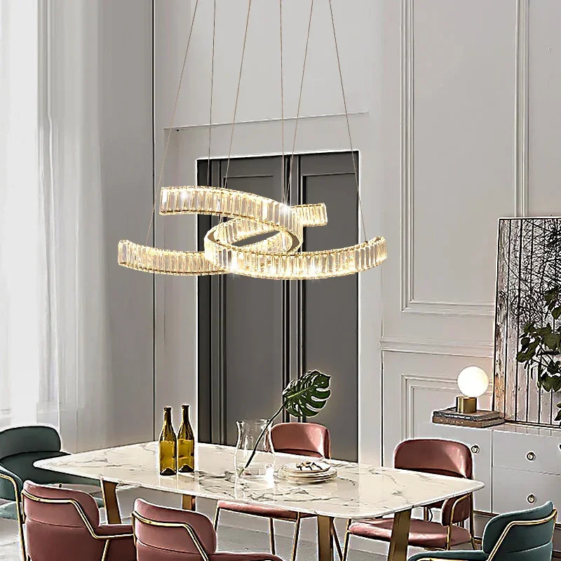 Afralia™ Crystal LED Pendant Lights Remote Control Dimmable Suspension Lamp