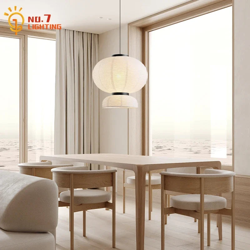 Afralia™ Modern Rice Paper Pendant Lights for Kitchen Island, Living Room, and Restaurant