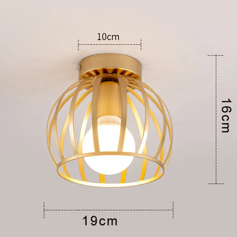 Afralia™ Iron Cage Retro Ceiling Lamp for Home Lighting