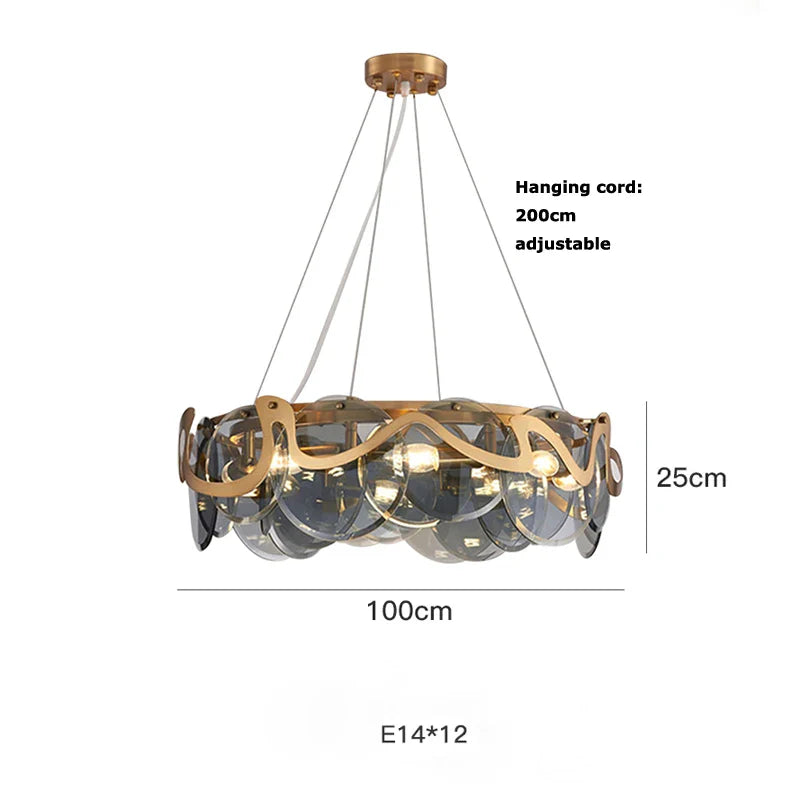 Afralia™ Gold Glass LED Chandelier Lighting for Modern Nordic Living Room Decor