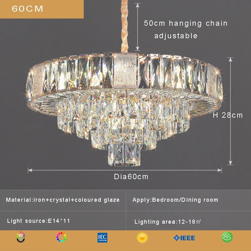 Afralia™ Crystal Ceiling Chandelier for Home Decoration in Living Room & Bedroom
