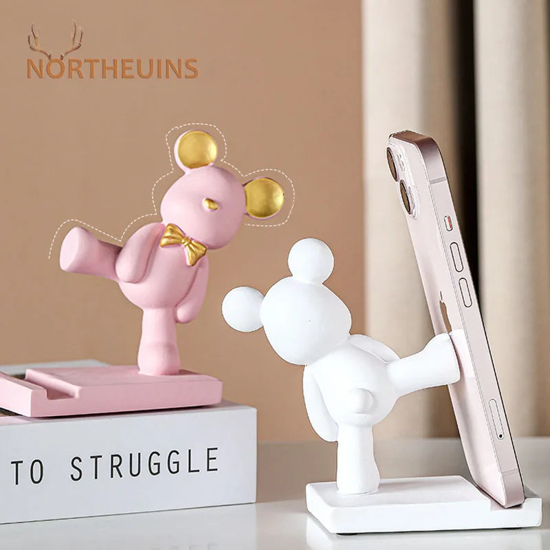 Afralia™ Violent Bear Resin Miniature Phone Stand Desk Decoration Gift