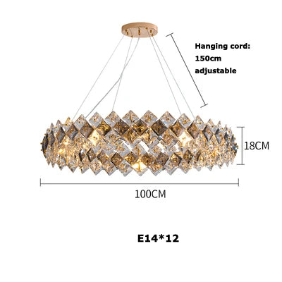 Afralia™ Square Crystal Round Chandelier Lighting for Foyer