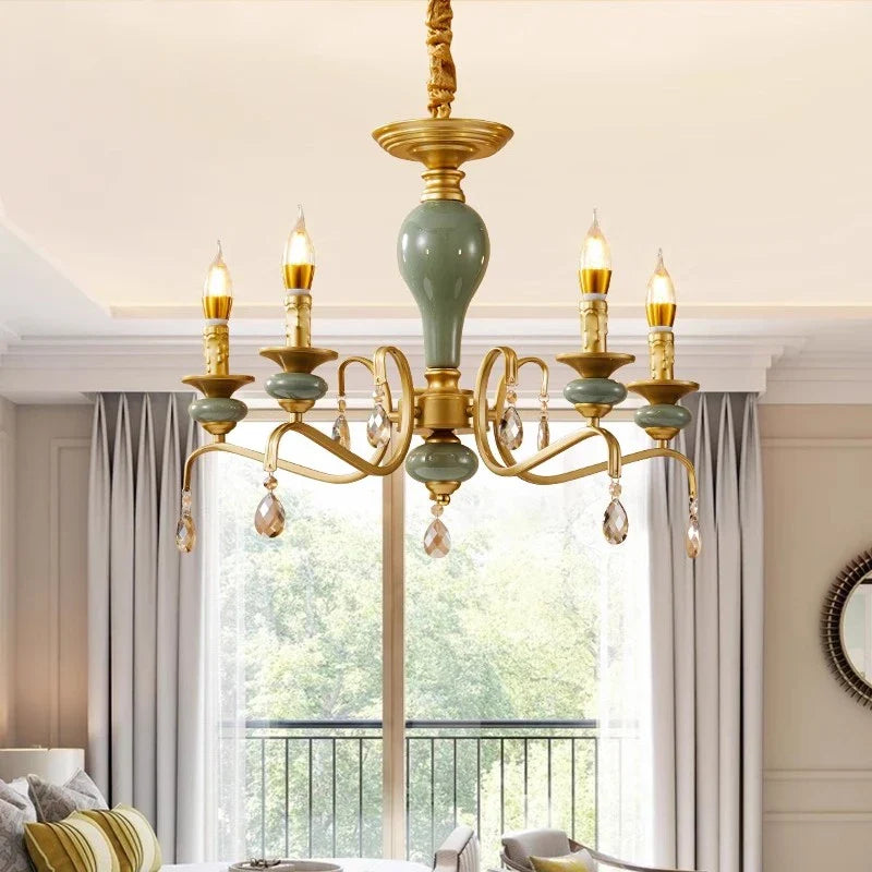 Afralia™ Mediterranean Ceramic Crystal Chandelier - Elegant Lighting Fixture