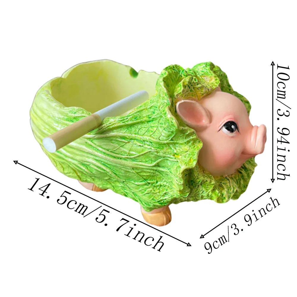 Afralia™ Cabbage Pig Ashtray: Creative Home & Office Smoking Accessory
