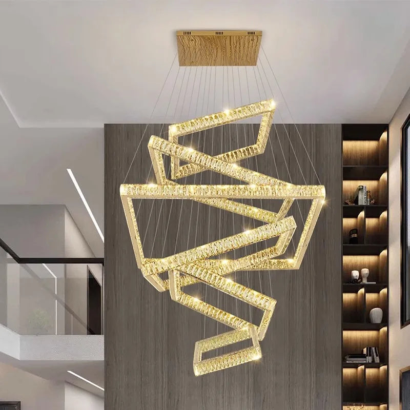 Afralia™ Crystal Chandelier: Elegant Living Room & Stair Pendant Light