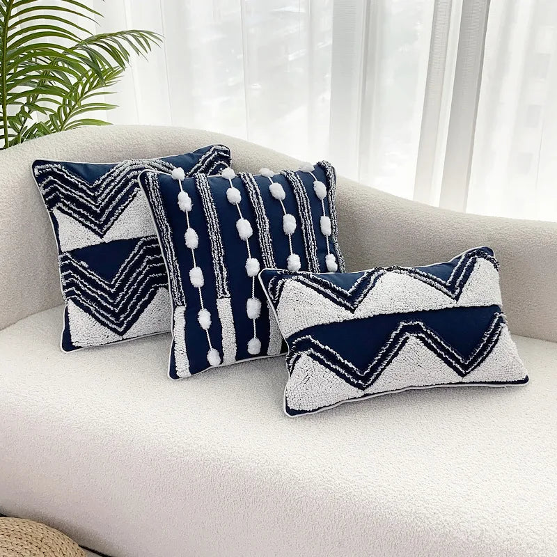 Afralia™ Geometric Tufted Tassel Cushion Cover 30x50cm