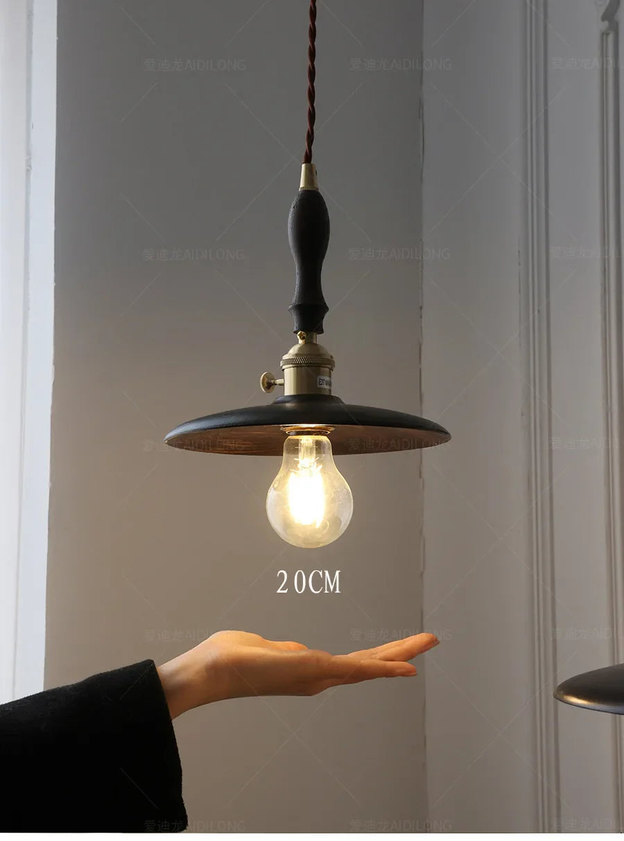 Afralia™ Clear Glass Walnut Wood LED Pendant Lamp - Nordic Modern Hanging Lights