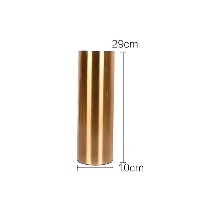 Afralia™ Gold Plated Cylinder Vase Desk Decor - Minimalist Modern Home Decor & Flower Arrangement
