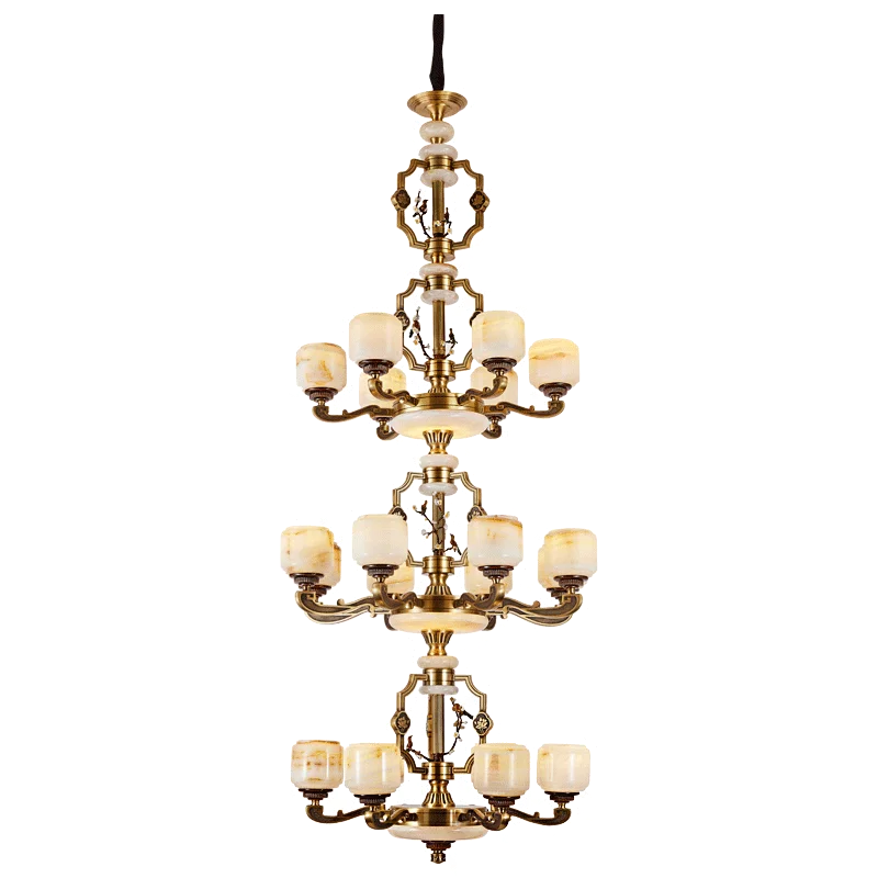 Afralia™ Zinc Alloy Chandelier with Jade Crystal Accent for Duplex Building Living Room
