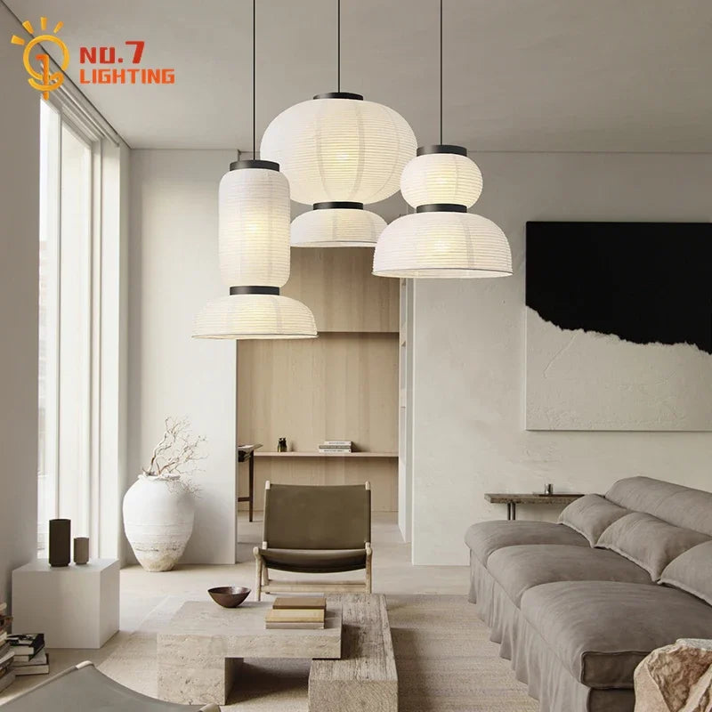 Afralia™ Modern Rice Paper Pendant Lights for Kitchen Island, Living Room, and Restaurant