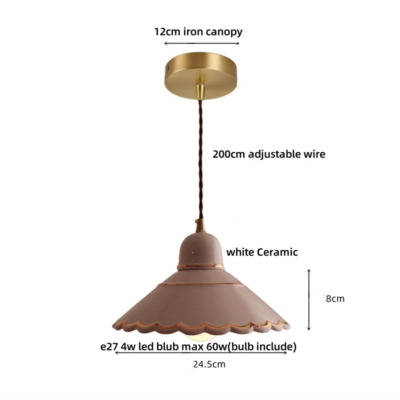 Afralia™ LED Pendant Lamp Modern Style Home Lighting Living Room Study Bar White Flower Ceramic