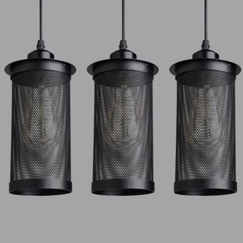 Afralia™ Industrial Nordic Black Iron Cage Pendant Light Loft Hanging Lamp