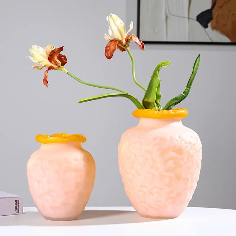 Afralia™ Colorful Frosted Glass Vase Hydroponic Flower Arrangement Room Decoration