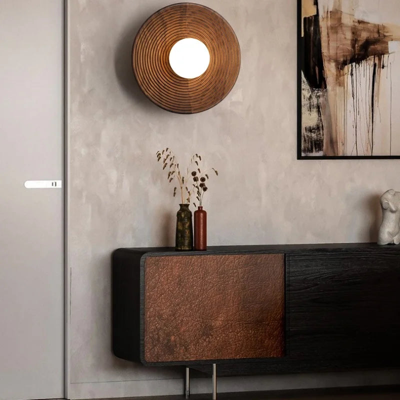 Afralia™ Nordic LED Walnut Wood Glass Wall Light - Modern Simple Luminaire