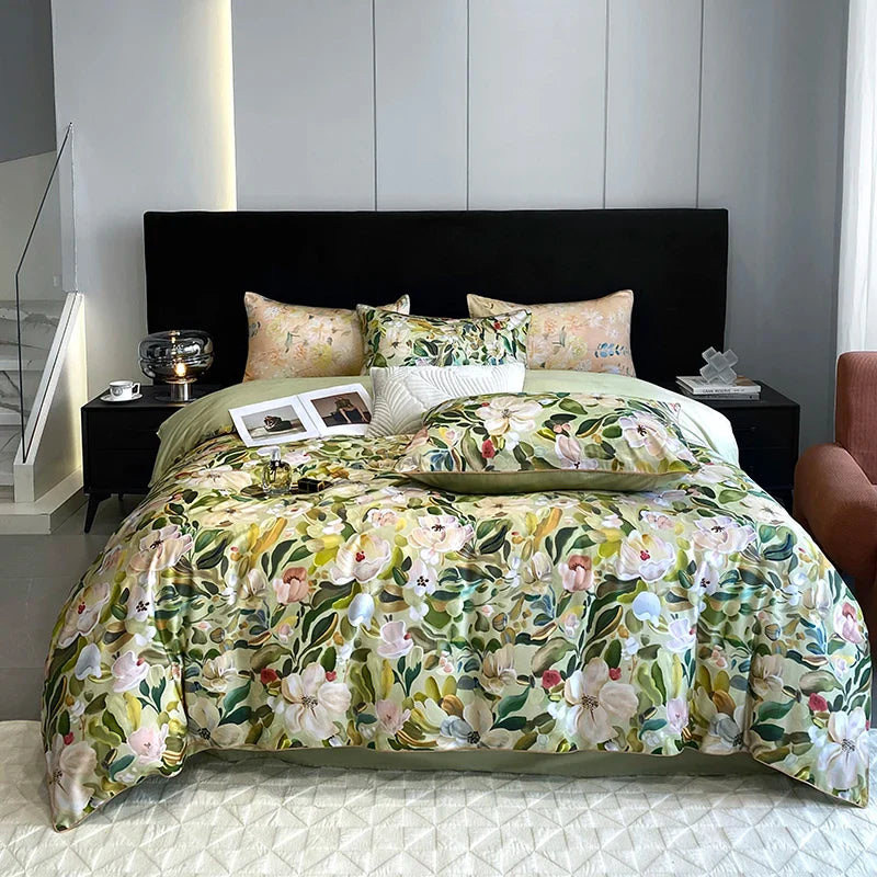 Afralia™ Vintage Plant Flowers Bedding Set, 1000TC Egyptian Cotton, Oil Painting Style