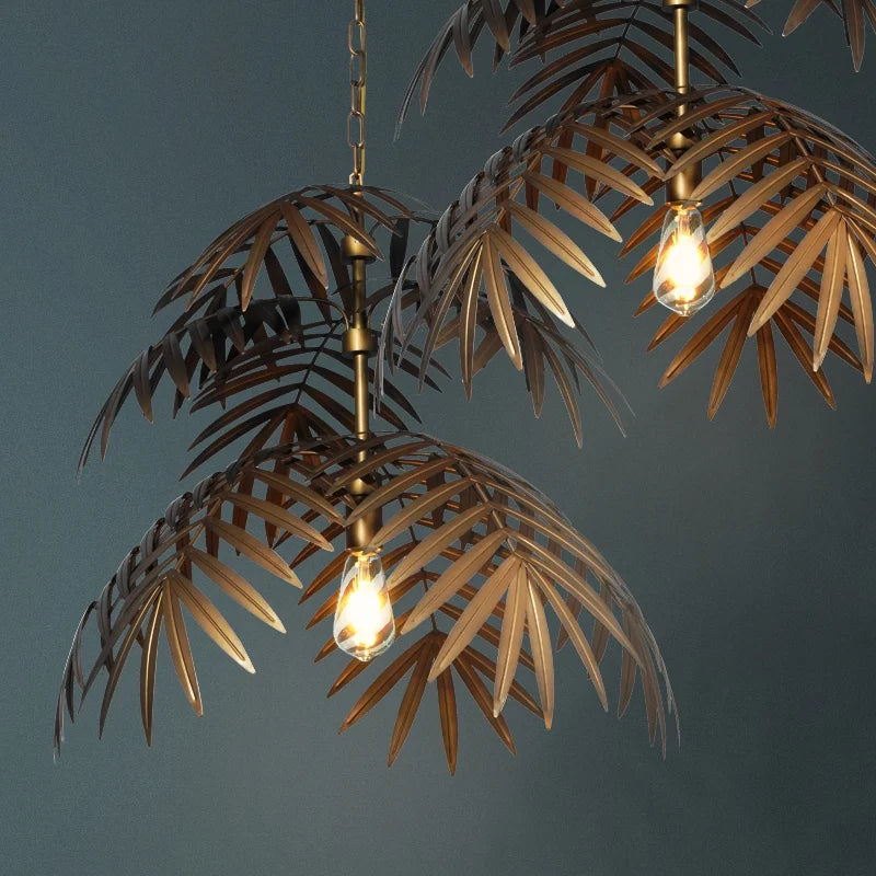 Afralia™ Boho Coconut Leaf Chandelier: Coastal Tree Light for Loft, Restaurant, Island