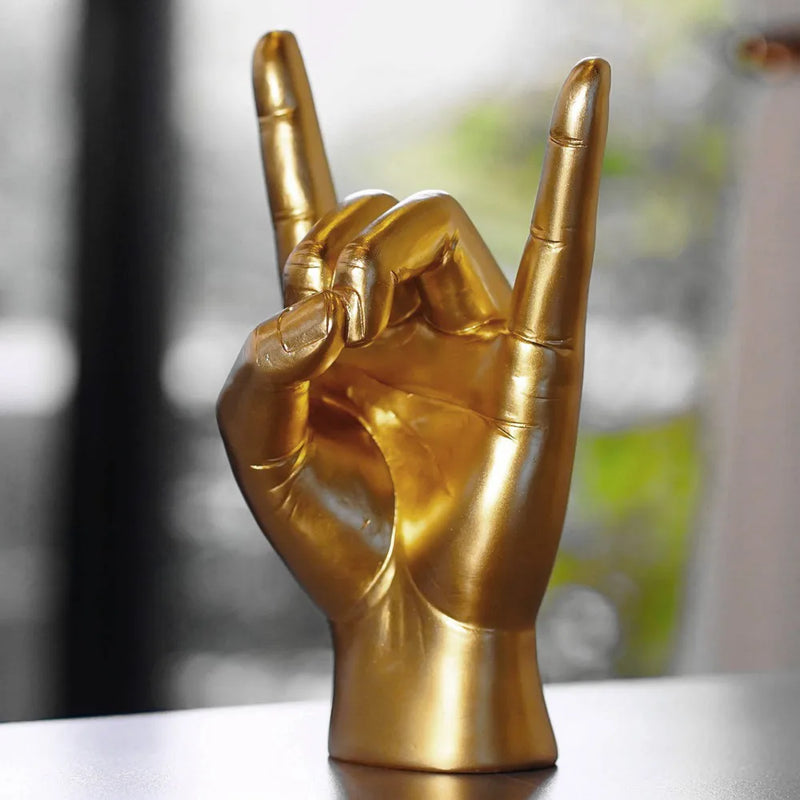 Afralia™ Resin Devil Horns Rock and Roll Hand Figurine - Pop Art Home Decor