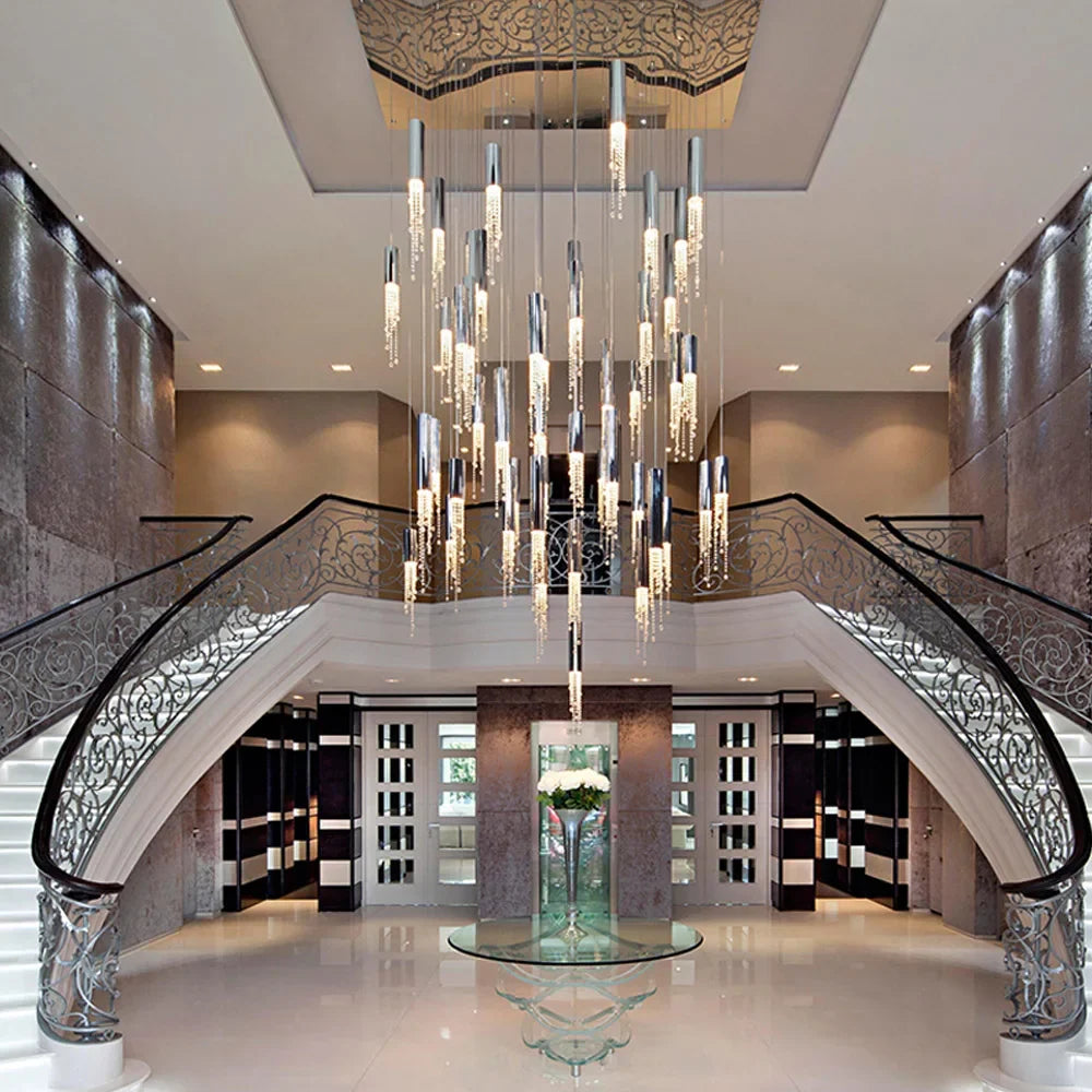 Afralia™ Crystal Staircase Chandelier: Modern LED Lighting for Living Room, Hall, or Loft