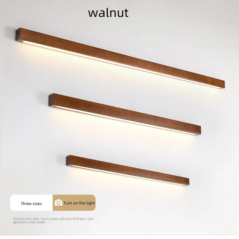 Afralia™ Solid Wood Wall Lamp 60cm/80cm/120cm - Modern Sconces for Living Room, Bedroom