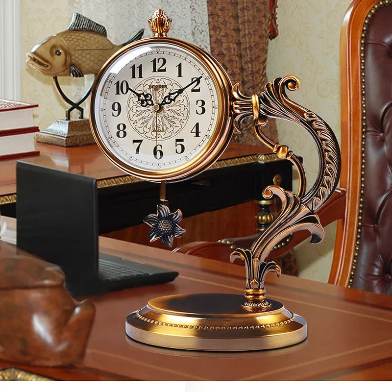 Afralia™ Vintage Pendulum Table Clock for Living Room Decor