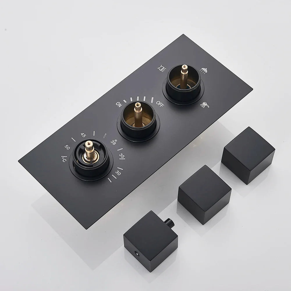 Afralia™ Matte Black 3 Way Thermostatic Mixer Valve for Bathroom Shower Control