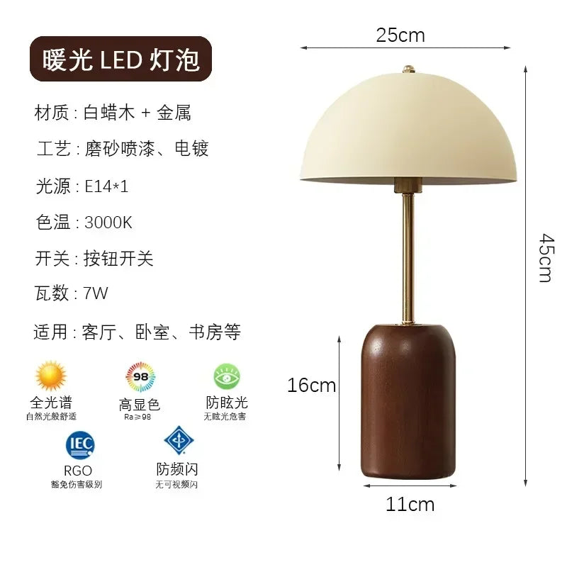 Afralia™ French Medieval Solid Wood LED Table Lamp for Bedroom, Living Room