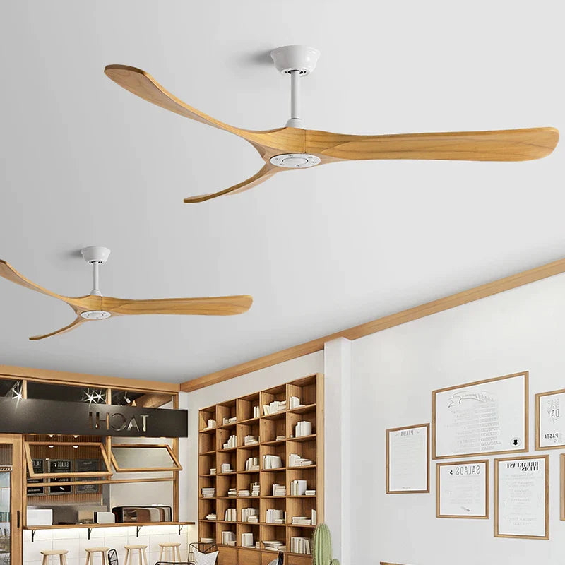 Afralia™ 70" Black American Modern Wooden Blade Ceiling Fan for Indoor Restaurant