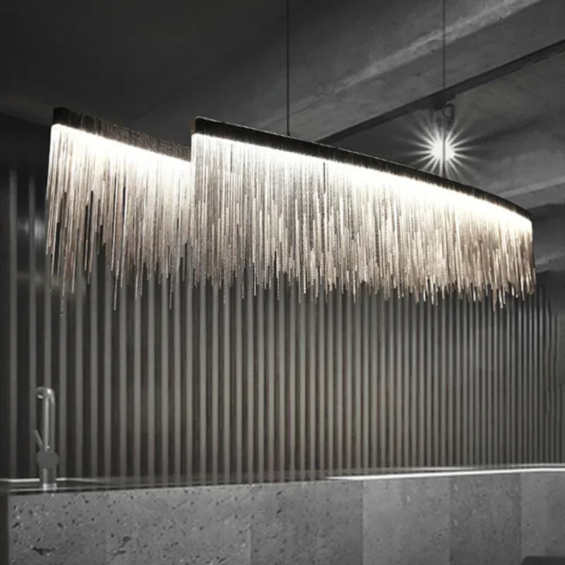 Afralia™ Tassel Chain LED Chandelier for Modern Living Room and Dining Room