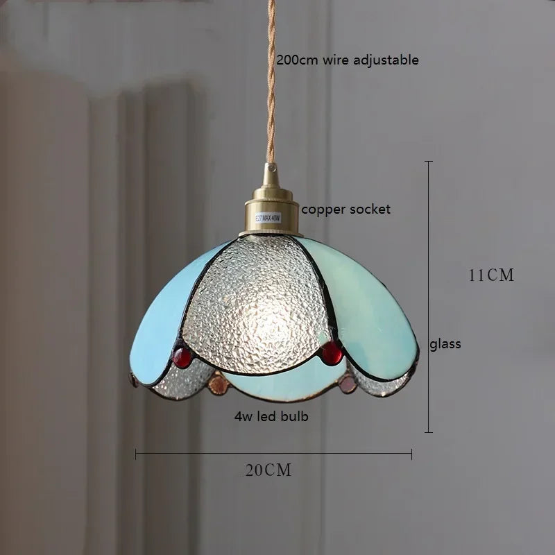 Afralia™ Colorful Glass Copper LED Pendant Light for Kitchen Bedroom Living Room Loft