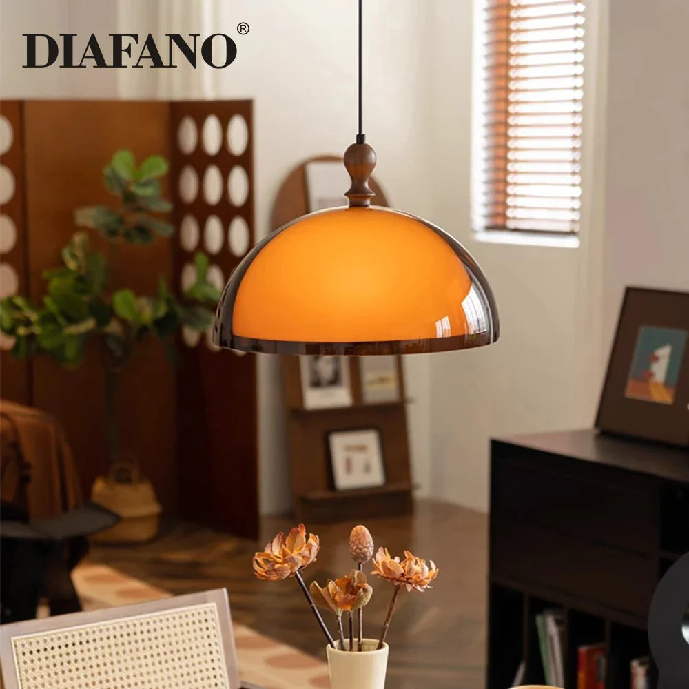 Afralia™ Orange Mushroom Chandelier Pendant Light: Vintage Nordic LED Hanging Lamp